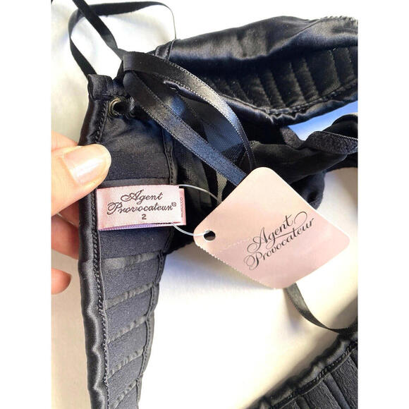 Agent Provocateur Florie Black Cut out Lace Panties 2 Small NWT - Picture 9 of 9